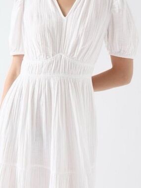 LK Bennett White Tiered V-Neck Midi Dress 6 new